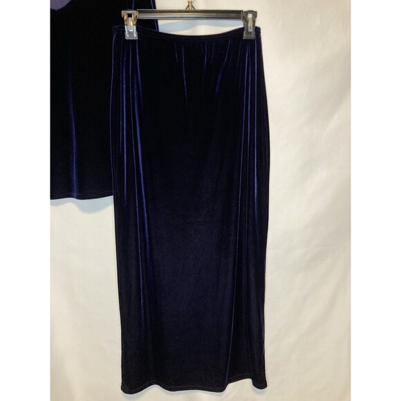 Kathie Lee Collection Skirt M And Top L Royal Blue Purple Velvet Vintage - Picture 5 of 10